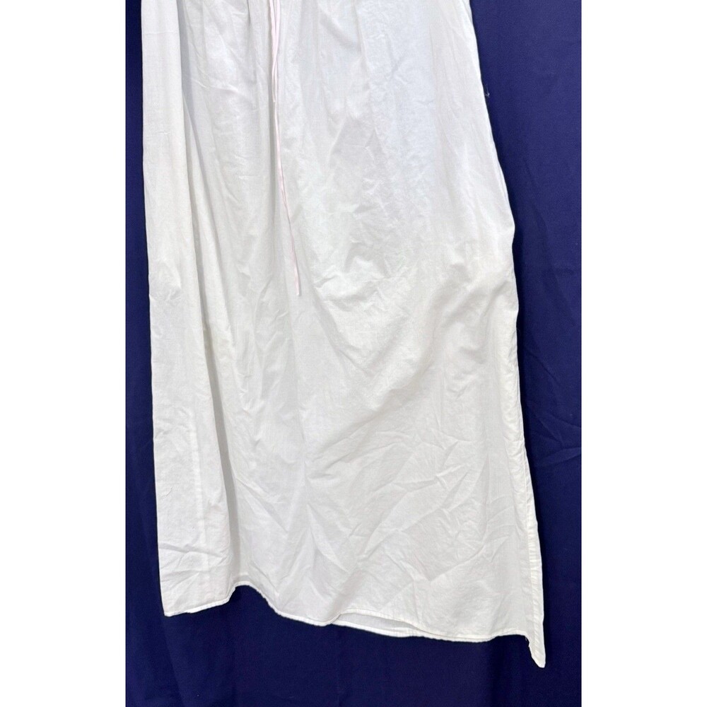 NWOT Vtg 80s Eileen West White Cotton Lawn Nightgown Pockets Lace L Prairecore - Picture 7 of 14